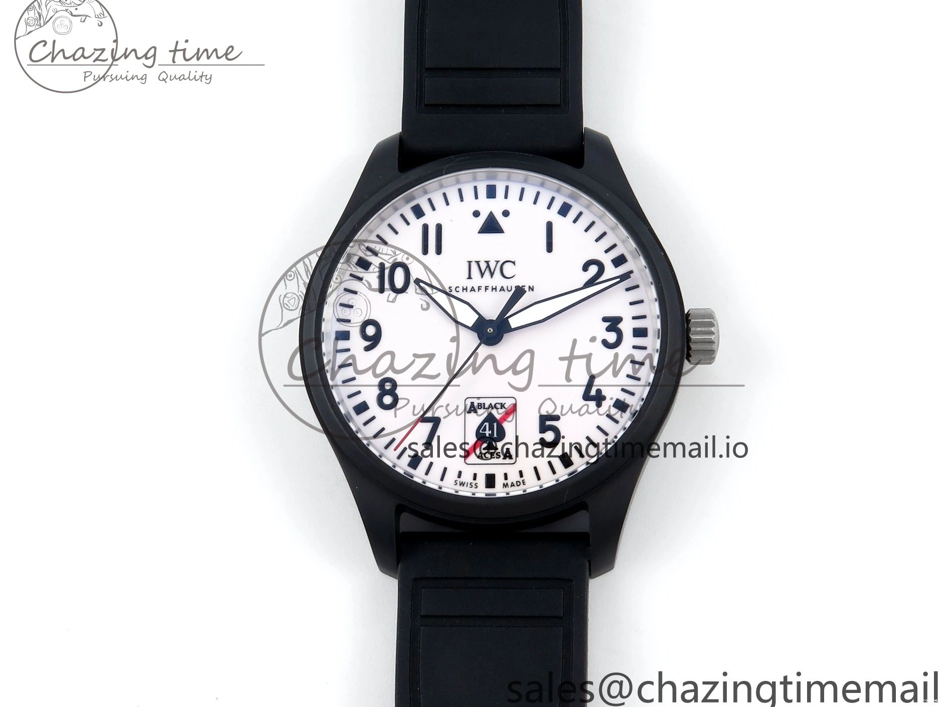 MIROTIME 0117 TravelReady Pilot IW326905 Black Aces M+F 1:1 Best Edition White Dial on Black Rubber Strap MY 7000